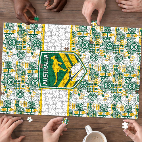 Australia Rugby Kangaroo Puzzle White Aboriginal Dot Geometry