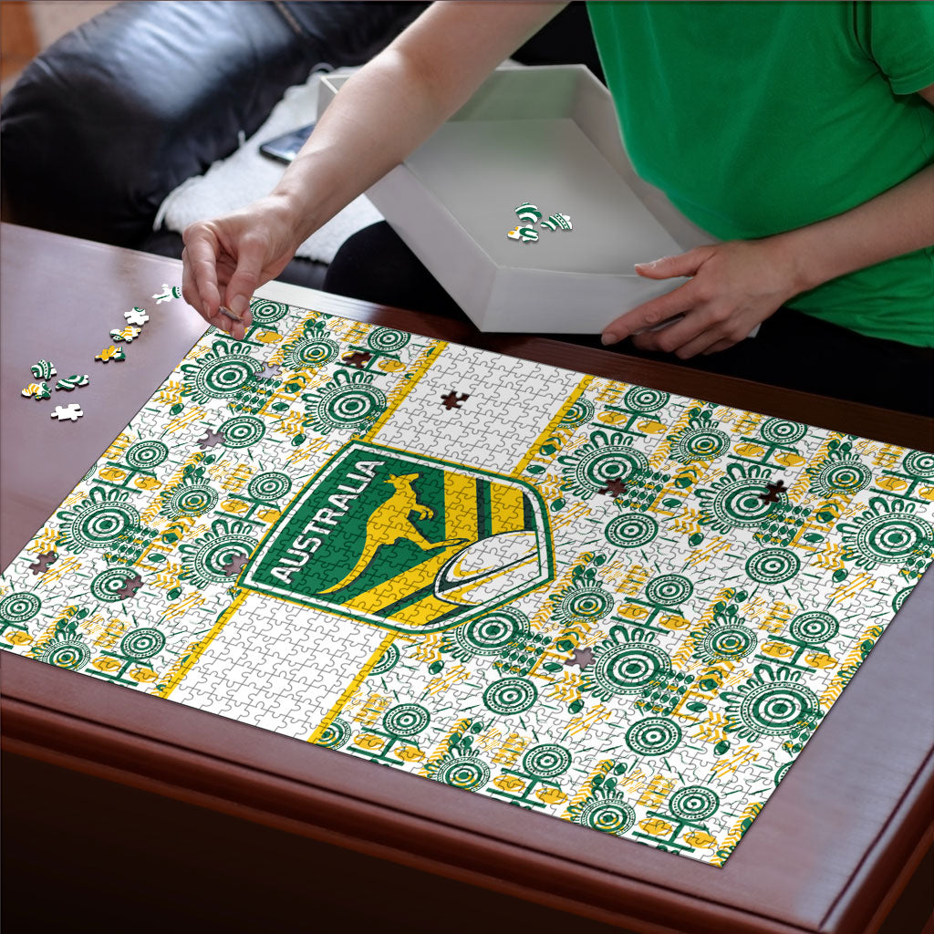 Australia Rugby Kangaroo Puzzle White Aboriginal Dot Geometry