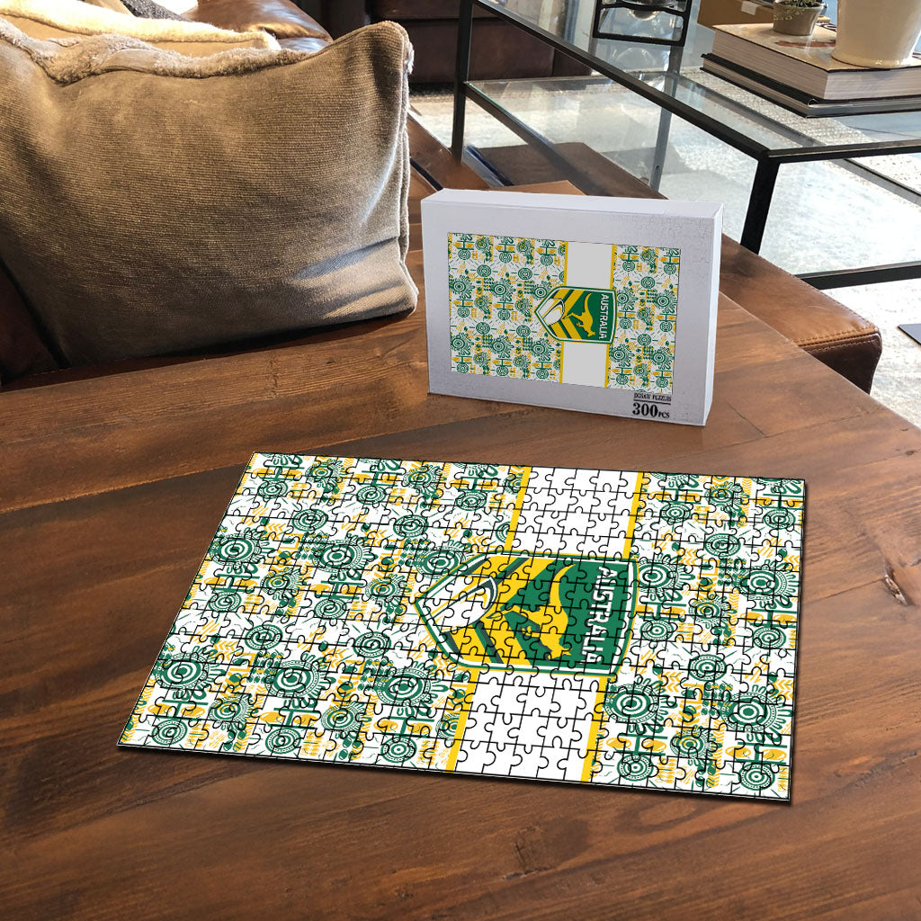 Australia Rugby Kangaroo Puzzle White Aboriginal Dot Geometry