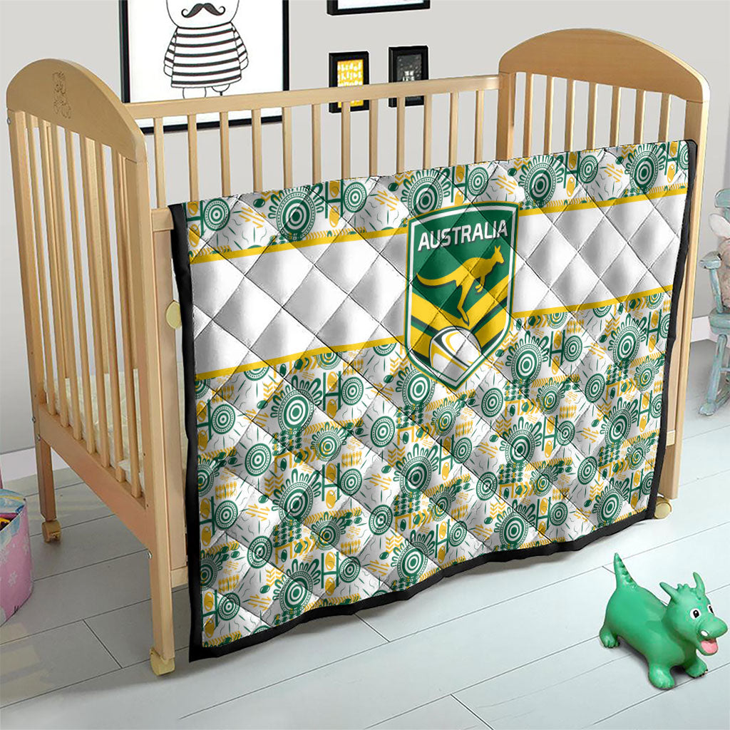 Australia Rugby Kangaroo Quilt White Aboriginal Dot Geometry