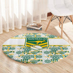 Australia Rugby Kangaroo Round Carpet White Aboriginal Dot Geometry