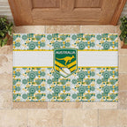 Australia Rugby Kangaroo Rubber Doormat White Aboriginal Dot Geometry