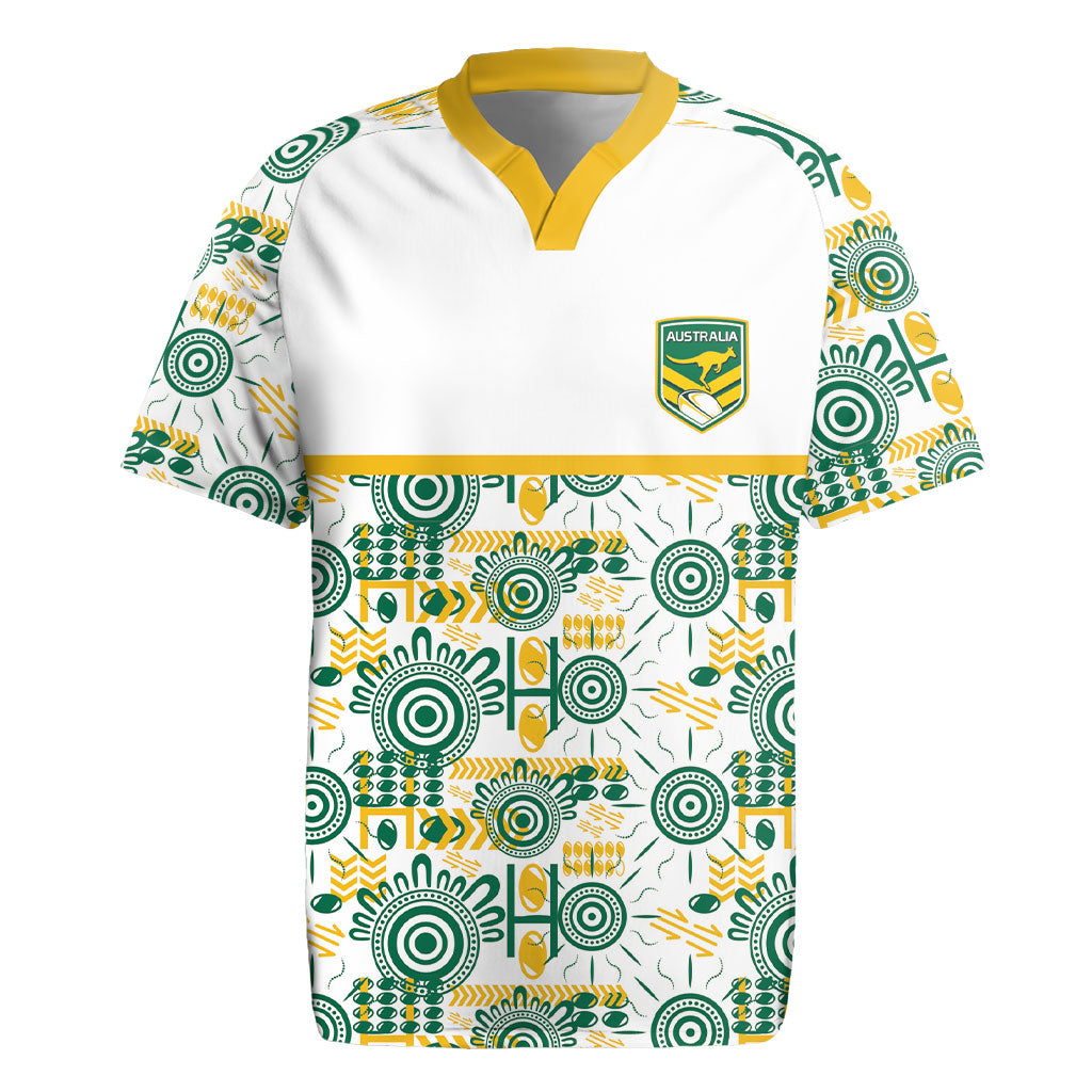 Australia Rugby Kangaroo Rugby Jersey White Aboriginal Dot Geometry