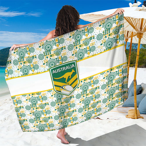 Australia Rugby Kangaroo Sarong White Aboriginal Dot Geometry