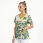 Australia Rugby Kangaroo Scrub Top White Aboriginal Dot Geometry