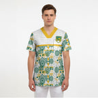 Australia Rugby Kangaroo Scrub Top White Aboriginal Dot Geometry