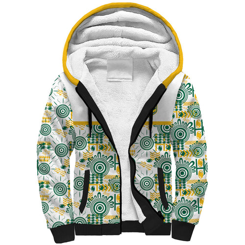 Australia Rugby Kangaroo Sherpa Hoodie White Aboriginal Dot Geometry