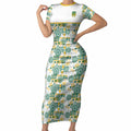 Australia Rugby Kangaroo Short Sleeve Bodycon Dress White Aboriginal Dot Geometry