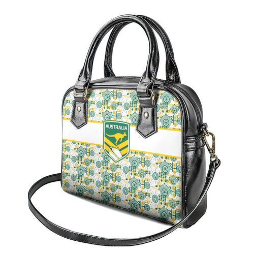 Australia Rugby Kangaroo Shoulder Handbag White Aboriginal Dot Geometry