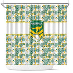 Australia Rugby Kangaroo Shower Curtain White Aboriginal Dot Geometry