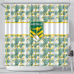 Australia Rugby Kangaroo Shower Curtain White Aboriginal Dot Geometry