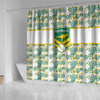 Australia Rugby Kangaroo Shower Curtain White Aboriginal Dot Geometry