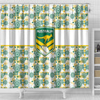 Australia Rugby Kangaroo Shower Curtain White Aboriginal Dot Geometry