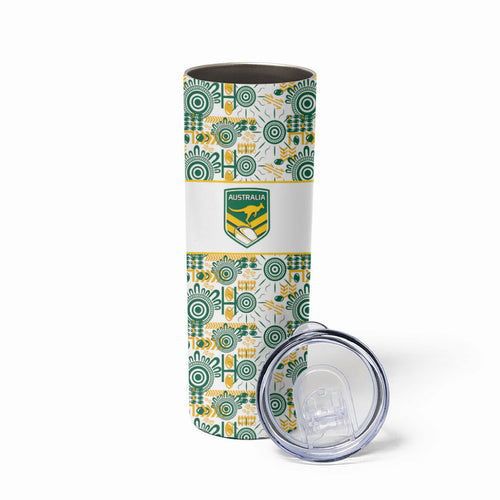 Australia Rugby Kangaroo Skinny Tumbler White Aboriginal Dot Geometry