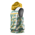 Australia Rugby Kangaroo Sleeveless Hoodie White Aboriginal Dot Geometry