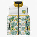 Australia Rugby Kangaroo Sleeveless Puffer Jacket White Aboriginal Dot Geometry