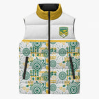 Australia Rugby Kangaroo Sleeveless Puffer Jacket White Aboriginal Dot Geometry