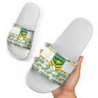 Australia Rugby Kangaroo Slide Sandals White Aboriginal Dot Geometry