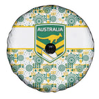 Australia Rugby Kangaroo Spare Tire Cover White Aboriginal Dot Geometry