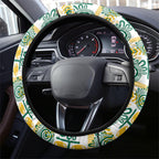 Australia Rugby Kangaroo Steering Wheel Cover White Aboriginal Dot Geometry