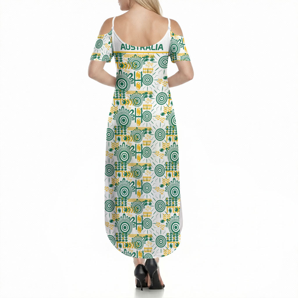 Australia Rugby Kangaroo Summer Maxi Dress White Aboriginal Dot Geometry