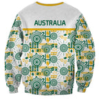 Australia Rugby Kangaroo Sweatshirt White Aboriginal Dot Geometry