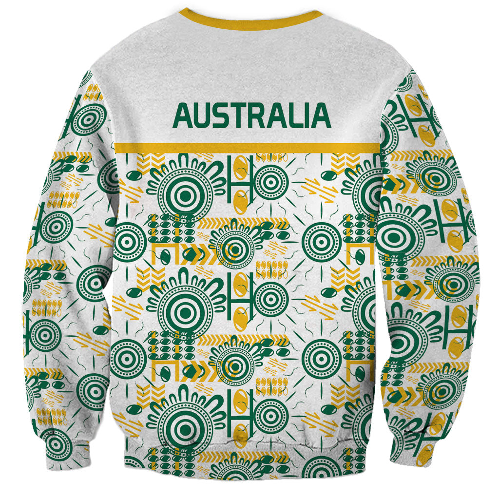 Australia Rugby Kangaroo Sweatshirt White Aboriginal Dot Geometry