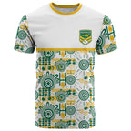 Australia Rugby Kangaroo T Shirt White Aboriginal Dot Geometry