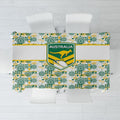 Australia Rugby Kangaroo Tablecloth White Aboriginal Dot Geometry