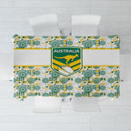 Australia Rugby Kangaroo Tablecloth White Aboriginal Dot Geometry