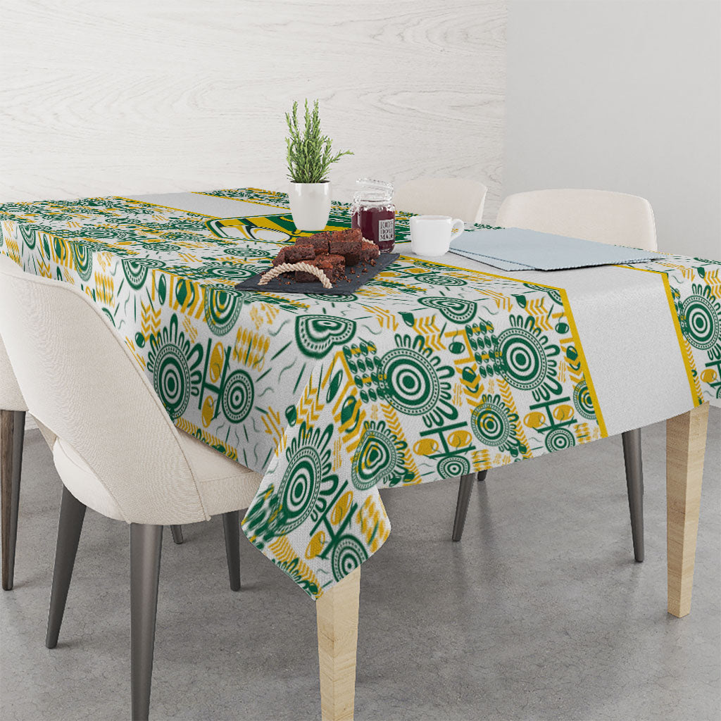 Australia Rugby Kangaroo Tablecloth White Aboriginal Dot Geometry