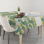 Australia Rugby Kangaroo Tablecloth White Aboriginal Dot Geometry
