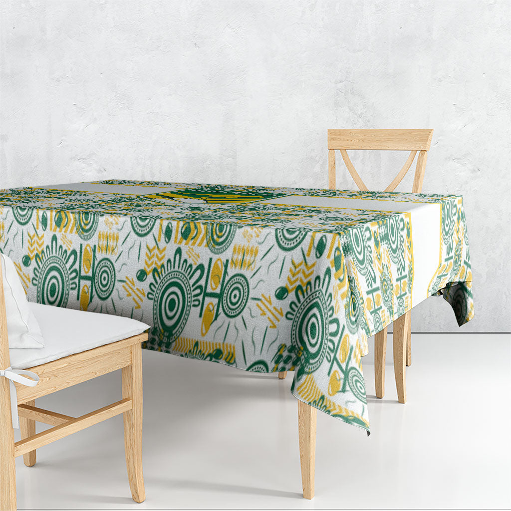 Australia Rugby Kangaroo Tablecloth White Aboriginal Dot Geometry