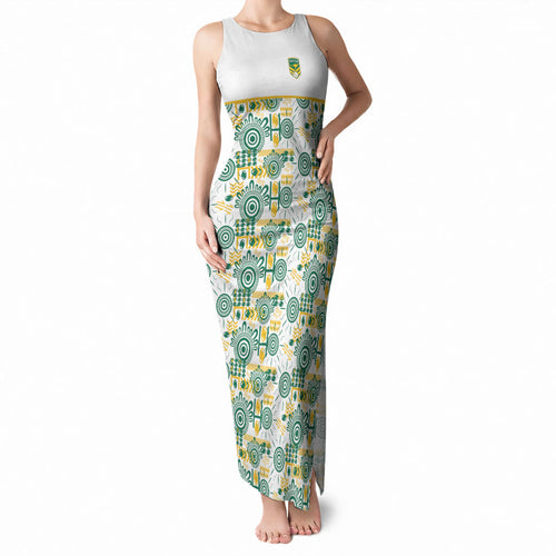Australia Rugby Kangaroo Tank Maxi Dress White Aboriginal Dot Geometry