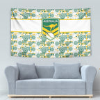 Australia Rugby Kangaroo Tapestry White Aboriginal Dot Geometry