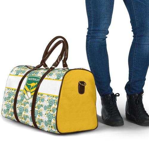 Australia Rugby Kangaroo Travel Bag White Aboriginal Dot Geometry