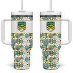 Australia Rugby Kangaroo Tumbler With Handle White Aboriginal Dot Geometry