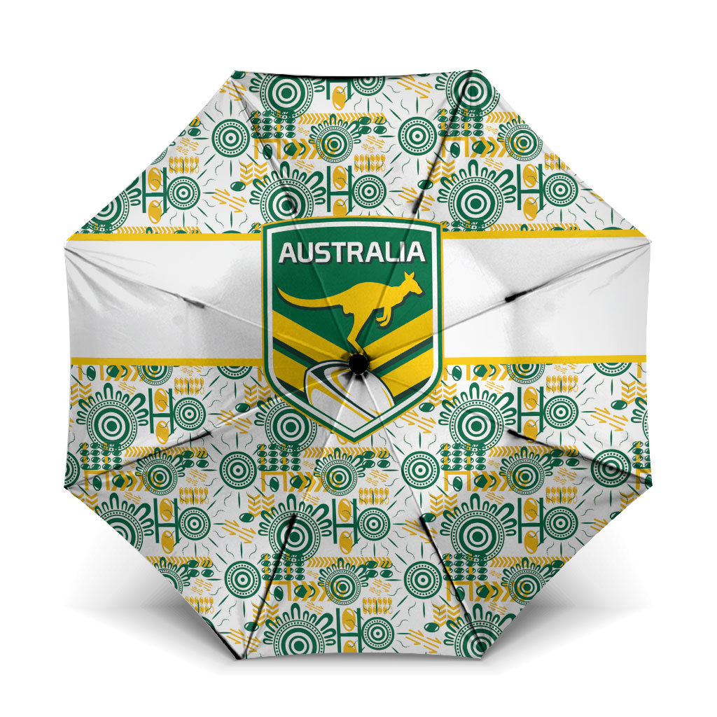 Australia Rugby Kangaroo Umbrella White Aboriginal Dot Geometry