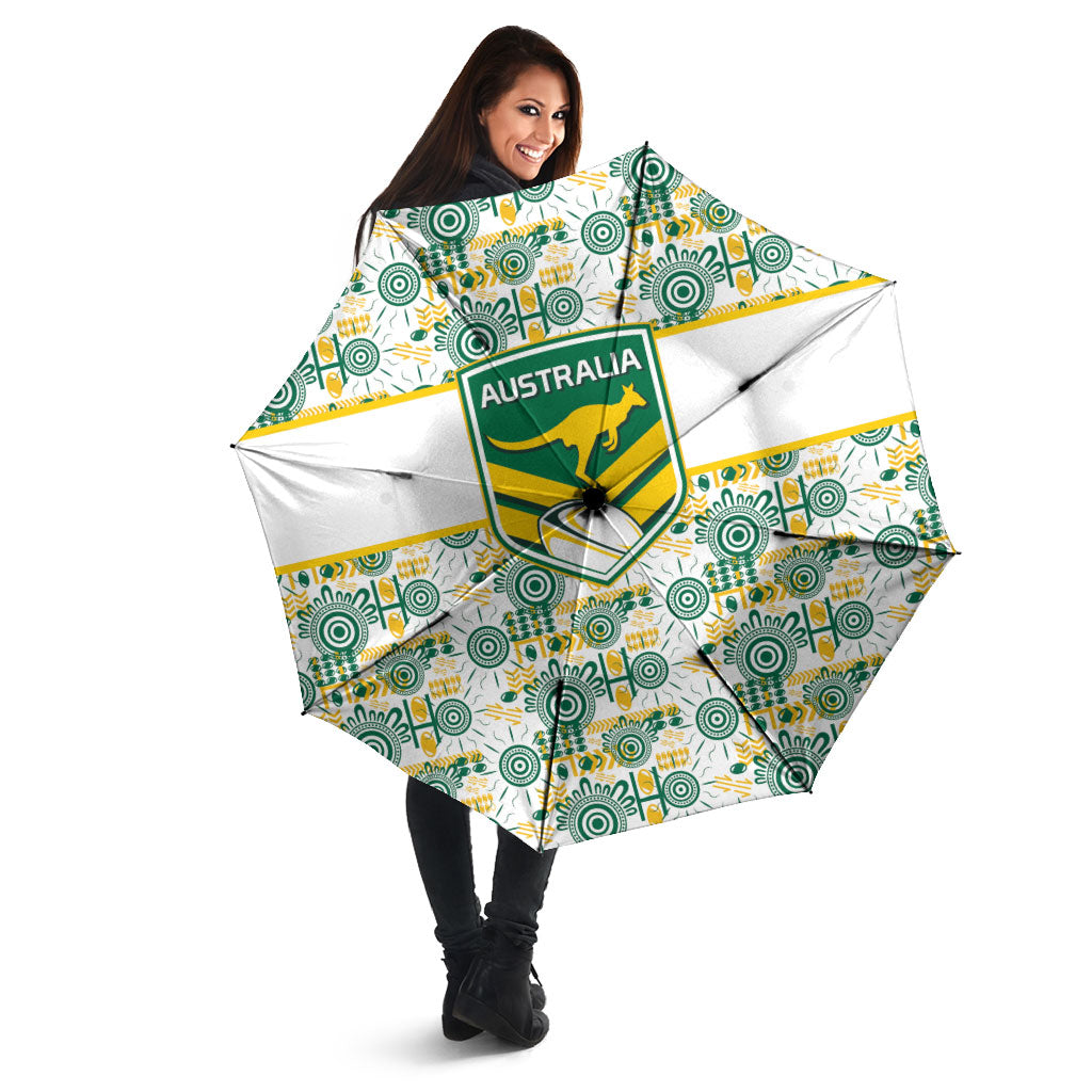 Australia Rugby Kangaroo Umbrella White Aboriginal Dot Geometry