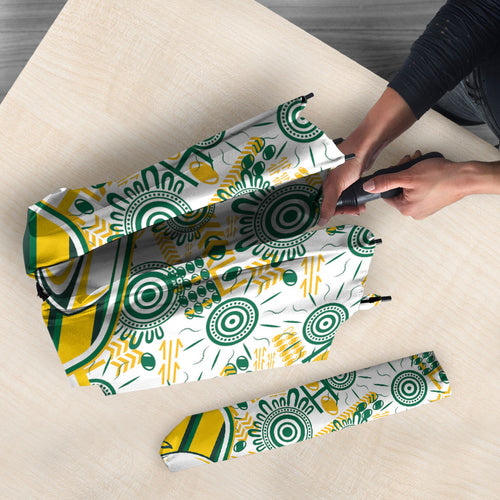 Australia Rugby Kangaroo Umbrella White Aboriginal Dot Geometry