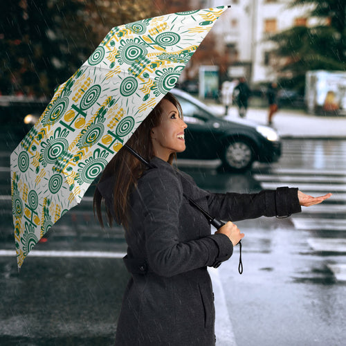 Australia Rugby Kangaroo Umbrella White Aboriginal Dot Geometry