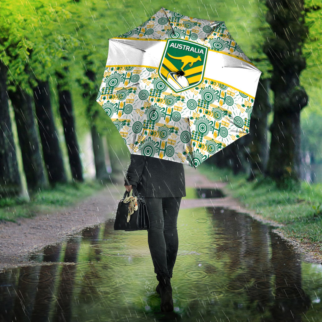 Australia Rugby Kangaroo Umbrella White Aboriginal Dot Geometry
