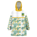 Australia Rugby Kangaroo Wearable Blanket Hoodie White Aboriginal Dot Geometry