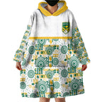 Australia Rugby Kangaroo Wearable Blanket Hoodie White Aboriginal Dot Geometry