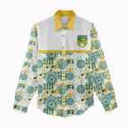 Australia Rugby Kangaroo Women Casual Shirt White Aboriginal Dot Geometry