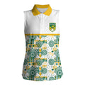 Australia Rugby Kangaroo Women Sleeveless Polo Shirt White Aboriginal Dot Geometry