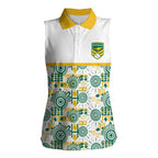Australia Rugby Kangaroo Women Sleeveless Polo Shirt White Aboriginal Dot Geometry