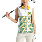 Australia Rugby Kangaroo Women Sleeveless Polo Shirt White Aboriginal Dot Geometry