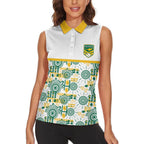 Australia Rugby Kangaroo Women Sleeveless Polo Shirt White Aboriginal Dot Geometry