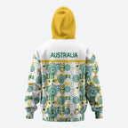 Australia Rugby Kangaroo Zip Hoodie White Aboriginal Dot Geometry